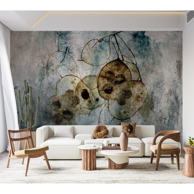 Murale abstraite pelez et collez - Nature et lunaire, L 41 po x l 57 po