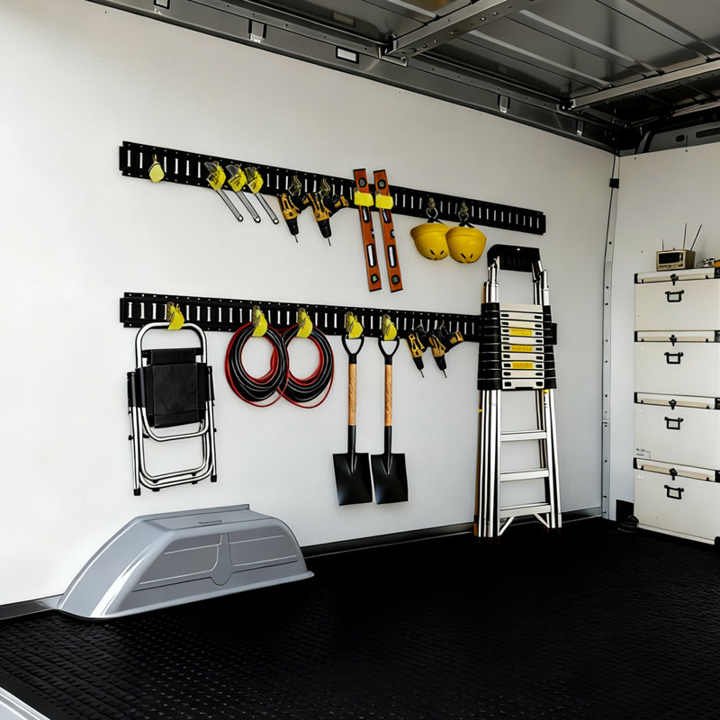Ensemble de rail d'attache E-Track, rails E 7,7 pi, comprend 2 sangles à cliquet et 8 joints toriques et 8 attaches avec anneau en D et 8 embouts, convient aux garages, fourgonnettes, remorques, motos