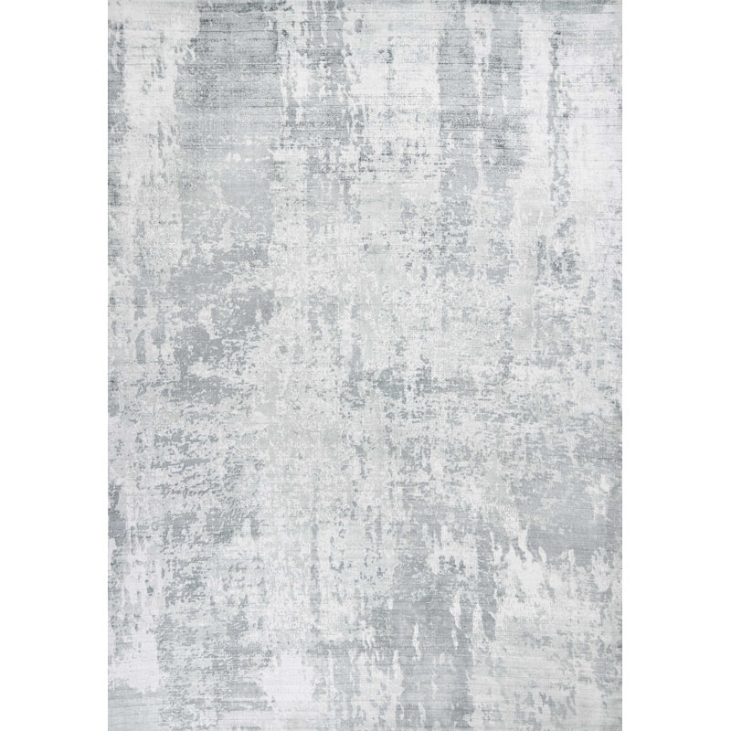 Tapis gris abstrait tissé à la main, Rectangle 3 pi 3 po x 5 pi 3 po