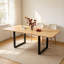 Extendable dining table with 3 lengths, 140/180/220*80 cm, suitable for 6-10 people, right shape, metal legs, simple style, table for dining room, kitchen, oak color
