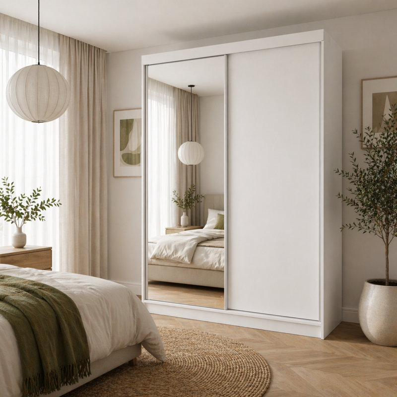 Modern 2 Door Sliding Wardrobe, White