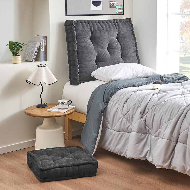 Rainha® - Classic Tufted College Headboard, Dark Gray