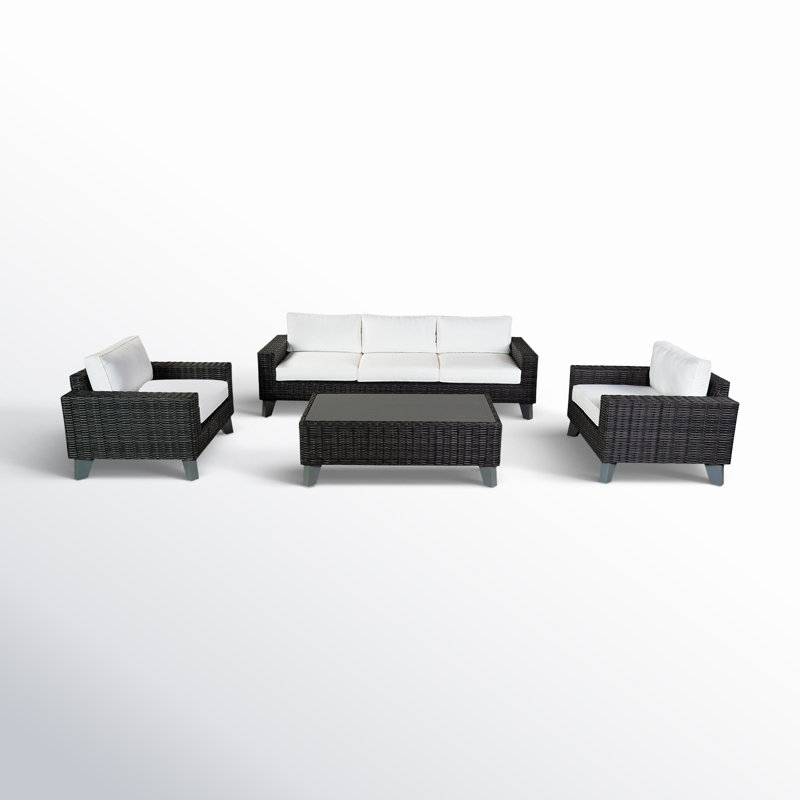 Margarita Outdoor Wicker Conversation Set, Black
