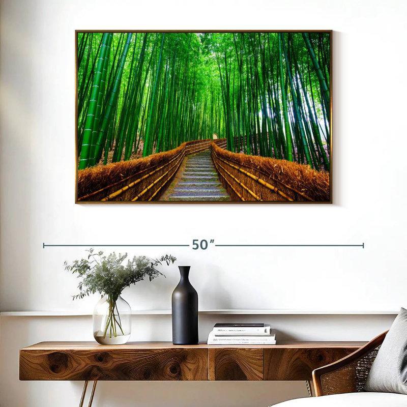 Bambou Arashiyama, Cadre flottant doré, 40 po x 27 po