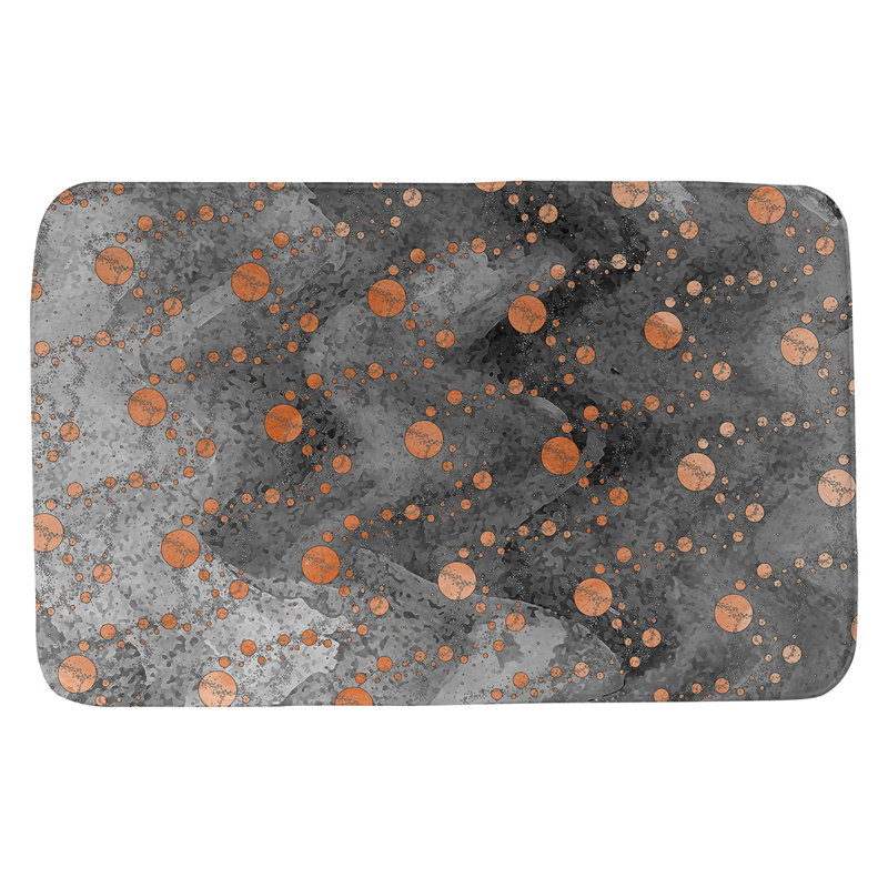 Tapis de salle de bain planet stars, l 17 po x L 24 po, Orange / Noir