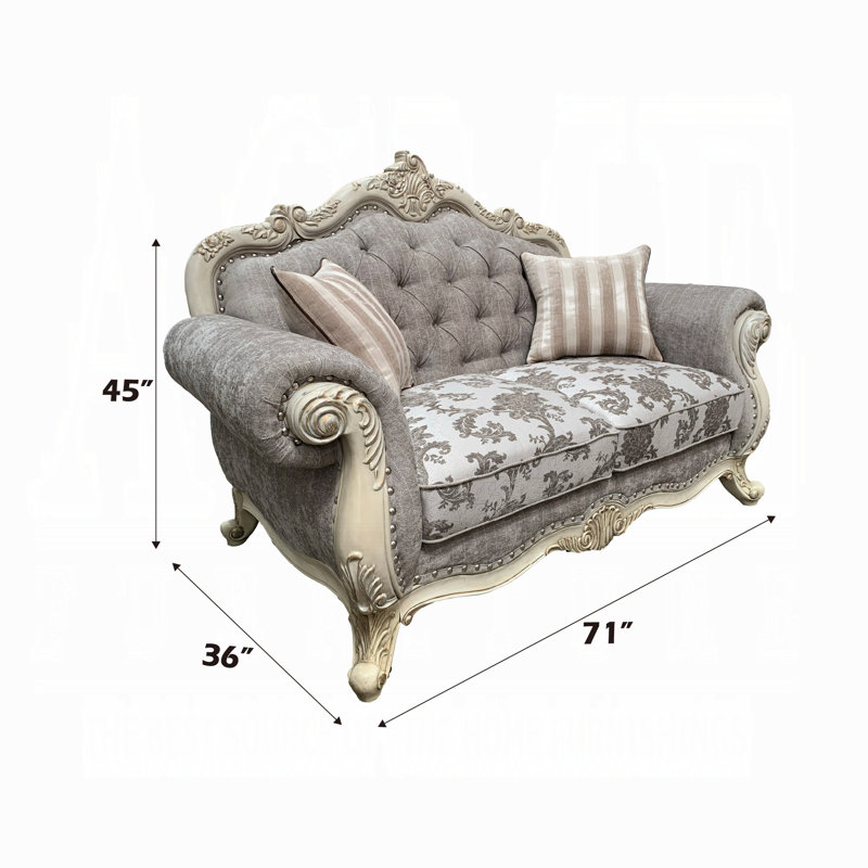Causeuse en tissu gris Ragenardus, Taupe, Ivoire ivoire