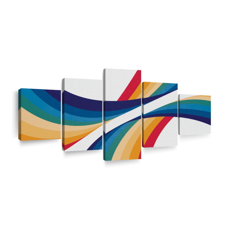 Rainbow Ribbon Twist - 5 pièces sur toile tendue, H 24 po x l 55 po x P 1,25 po