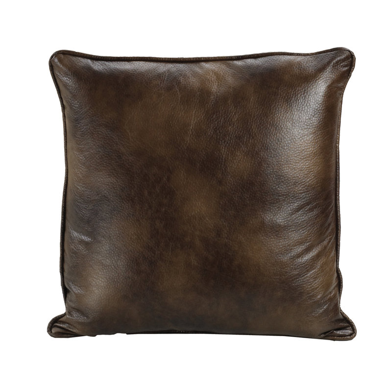 Coussin décoratif brun en similicuir Western Southwestern Rustic Cabin Lodge 27 x 27 po