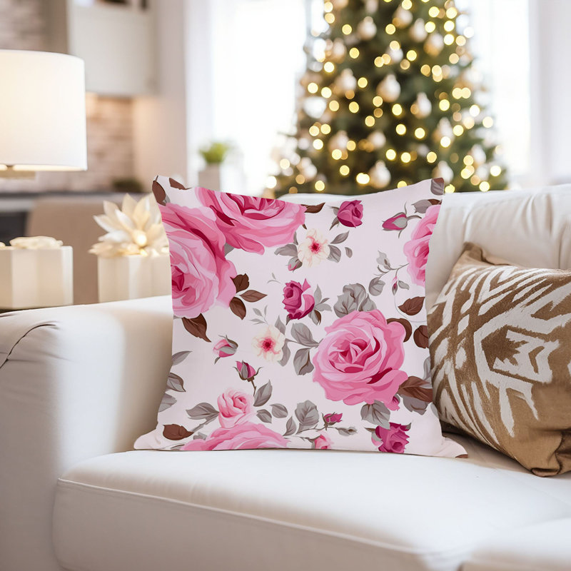 Floral Flower Dreams Pattern VI Throw Pillow Cover, Square 18"