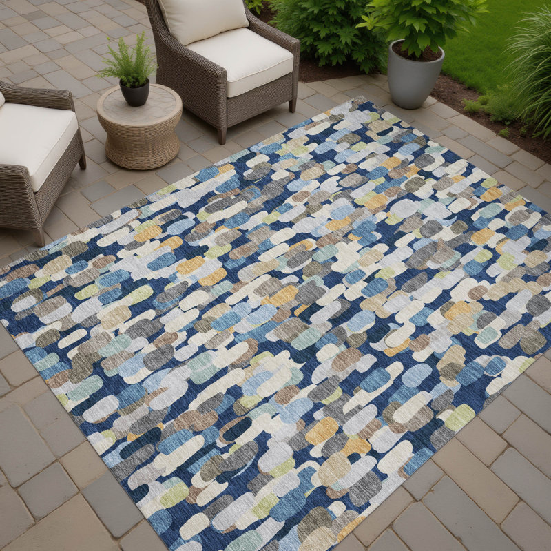 Machine Washable Indoor/Outdoor Chantille ACN2451 Casual Rug, Navy, 9' x 12'