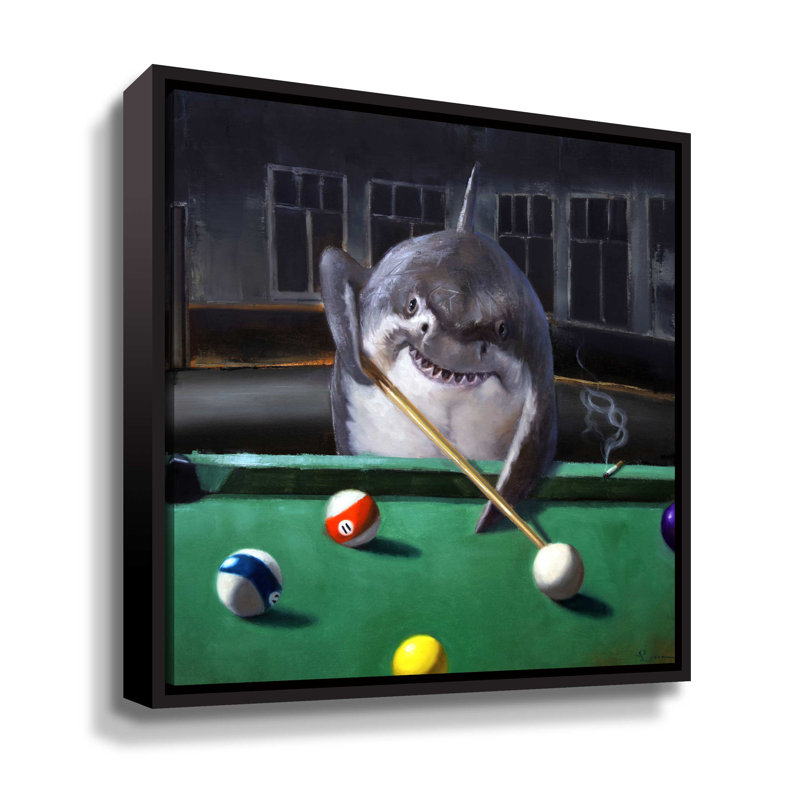 " Pool Shark ", Black Framed, 18" H x 18" W x 2" D