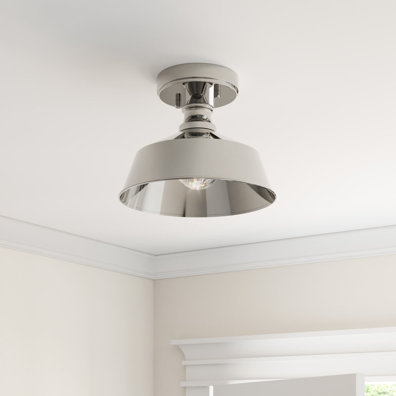 Plafonnier semi-encastré 1 lumière Barnston, Nickel brossé