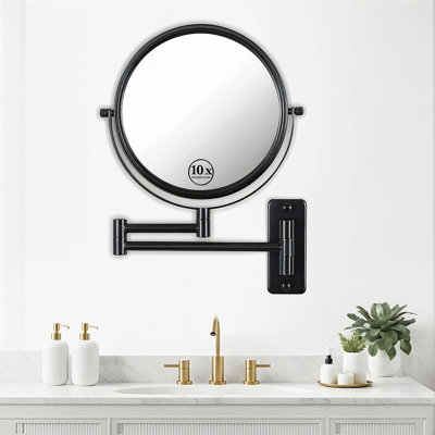 8"Wall Mounted Makeup Mirror With×1/×10 Magnification Makeup Mirror