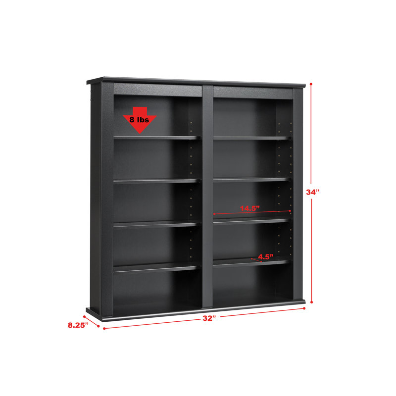 Cataleya 34'' H Media Shelves, Black