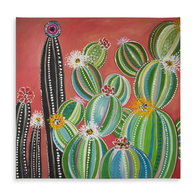 Rainbow Cactus Tablecloth - Exotic Floral Indoor/Outdoor Decor