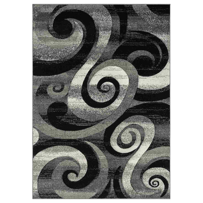 Hand Carved Modern Abtsract Area Rug Carpet Soft Polypropylene Frieze Indoor Carpet, Rectangle 5'3" x 7'7"