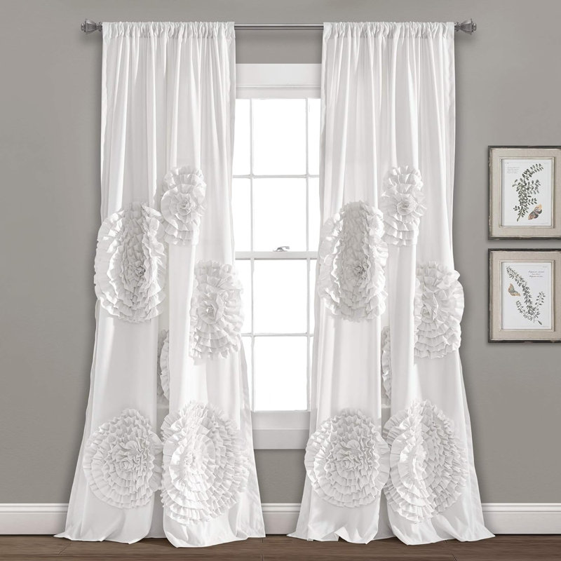 Semi Sheer Single Curtain Panel, White, 54" W x 84" L