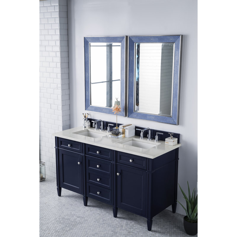Brittany 60'' W Double Vanity, Eternal Jasmine Pearl, Victory Blue