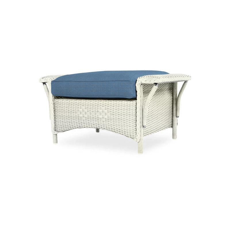 Nantucket Outdoor Ottoman, Bamboo Bay Sky, White