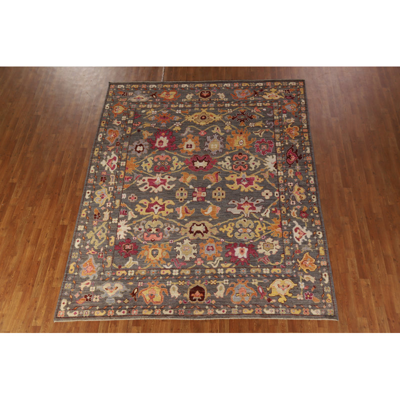 Vegetable Dye Gray Oushak Turkish Area Rug
