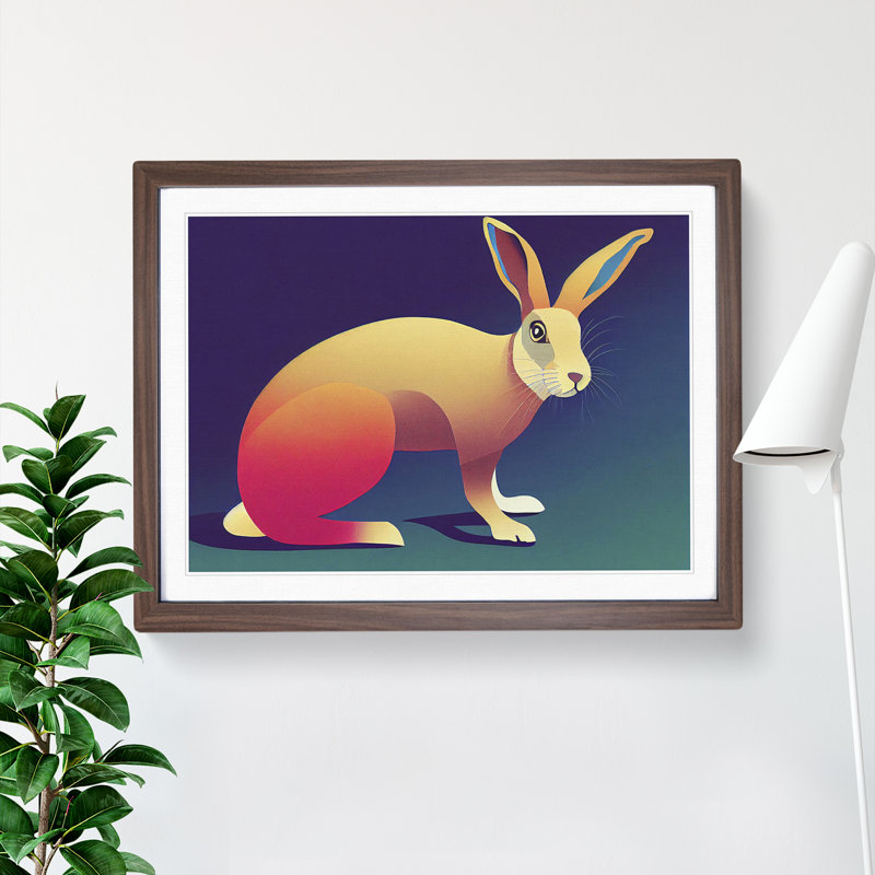 Modern Art Rabbit Abstract - Framed Print, 34cm H x 46cm W x 2cm D, Brown Framed
