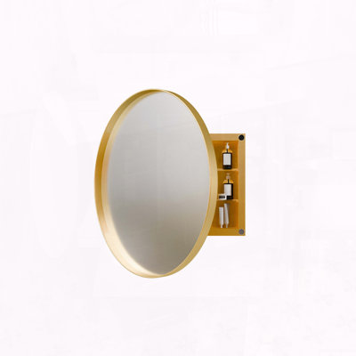23.6 Inch Round Metal Framed Medicine Cabinet - Gold