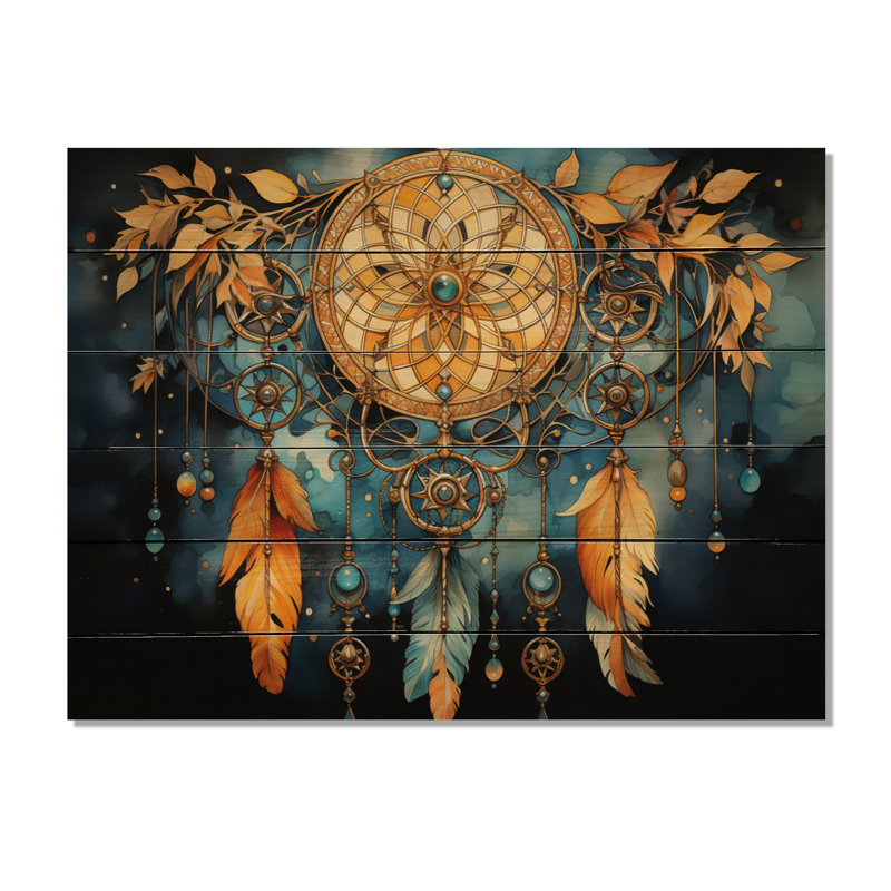 «Native Art Dreamcatchers Embrace I» sur bois, H 24 po x l 32 po x P 0,78 po