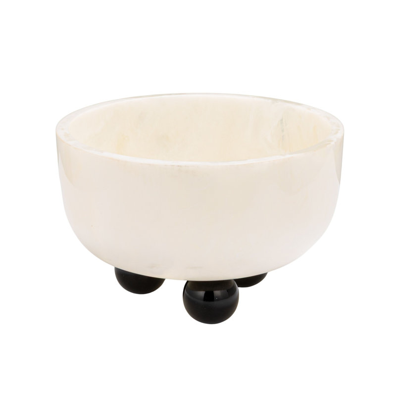 Round Marble Resin Bowl With Ball Feet