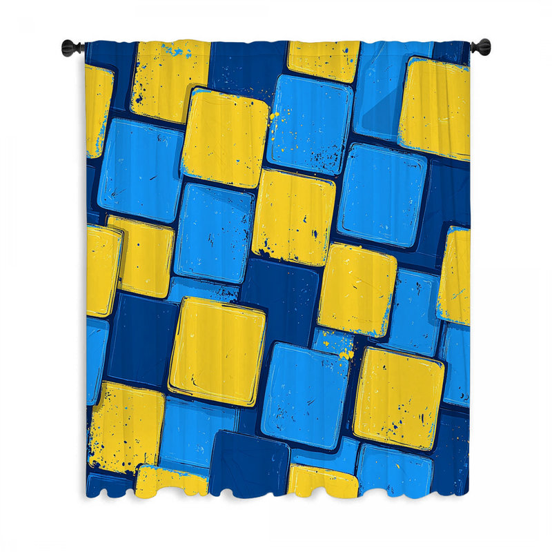Rideaux de fenêtre à motif géométrique, voilages abstraits et voilages - 1 panneau, L 50 po x L 96 po