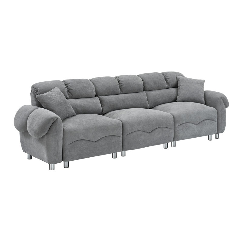 Agirta Velvet L-Shaped Sectional Reversible, Gray Cloud Velvet, 39.8" H x 104" W x 50" D