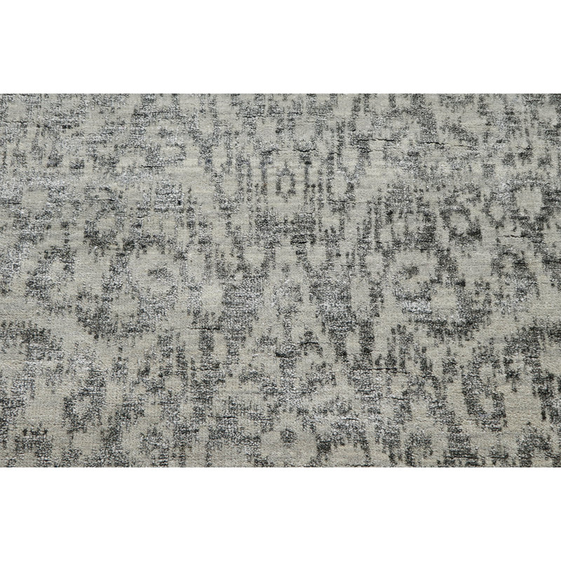 High-Quality Hand-Knotted Silver And Black Area Rug