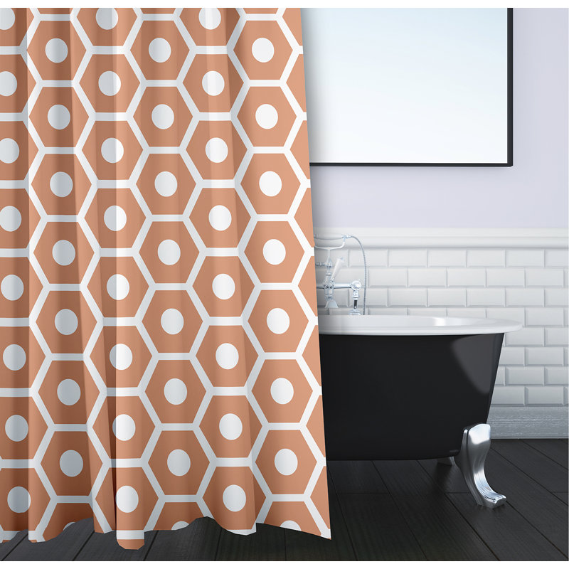 Rideau de douche simple géométrique Joshi, Orange