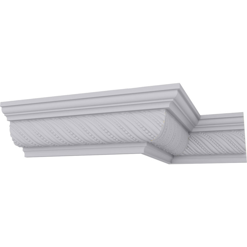 Primed White Polyurethane Beaded Rope Crown Moulding Sample