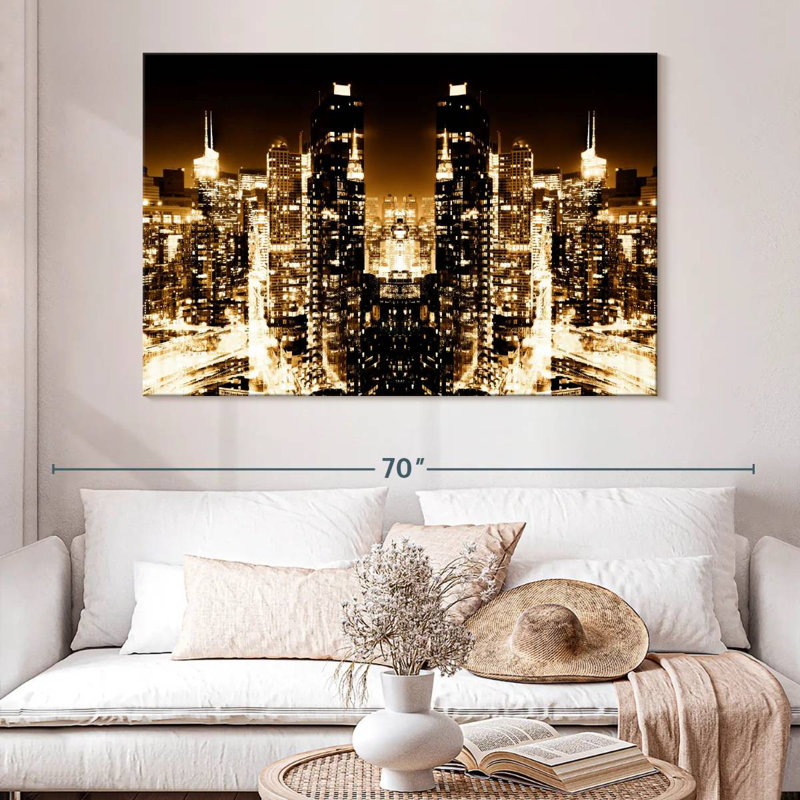 Nicci NYC Reflection - Night Skyline II, 34" H x 51" W