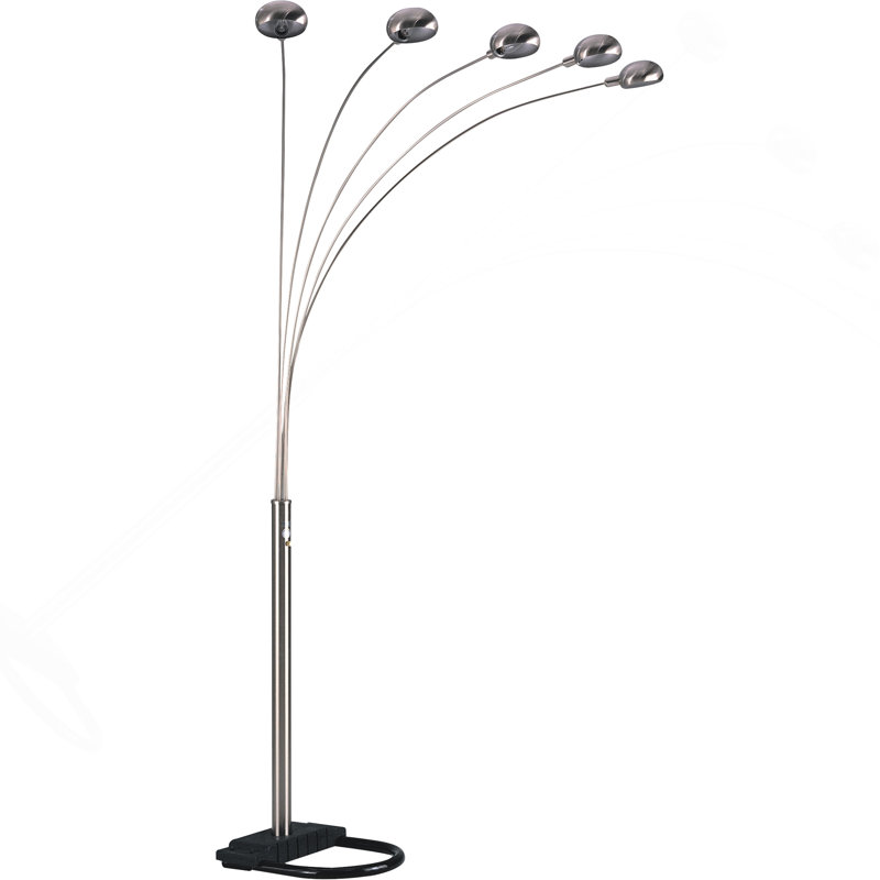 84"H SILVER 5-HEAD CAP STYLE FLOOR LAMP, Brushed Nickel