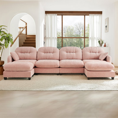 Canapé modulaire en U modulaire avec repose-pieds, coussin en chenille doux
