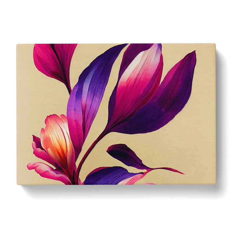 Fanciful Watercolour Flowers - Wrapped Canvas, 35cm H x 50cm W x 3cm D