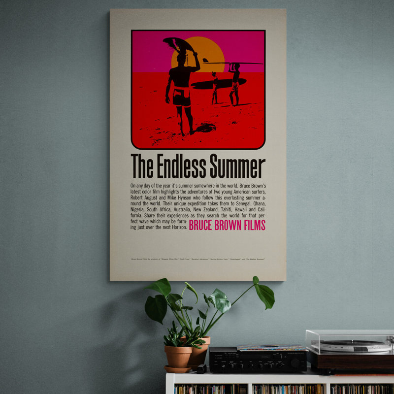 The Endless Summer Surfer Vintage Movie Art 1966 - Canvas Wall Art Framed Print - Various Sizes, 117cm H x 81cm W