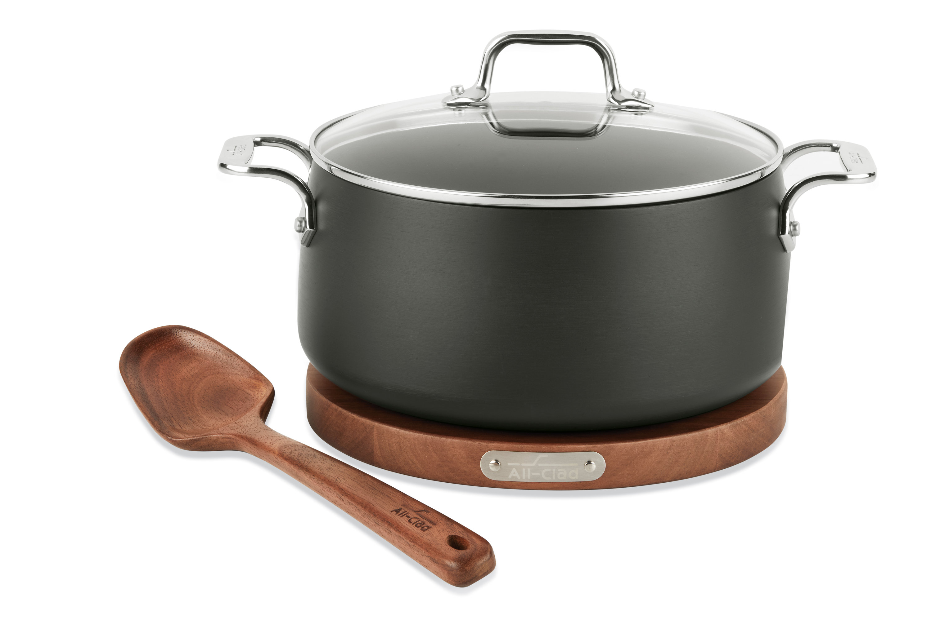 All-Clad HA1 Nonstick 6 Qt Dutch Oven Pan With Lid, Acacia Wood Trivet And  Spoon & Reviews