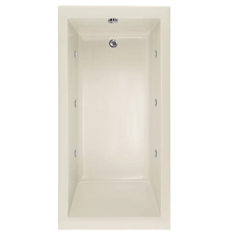 Lacey 60'' L Whirlpool Bathtub, Bone, Matte Black