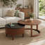 Vintage Round Nesting Coffee Table Fluted with Drawer in Black & Walnut in 31.5''