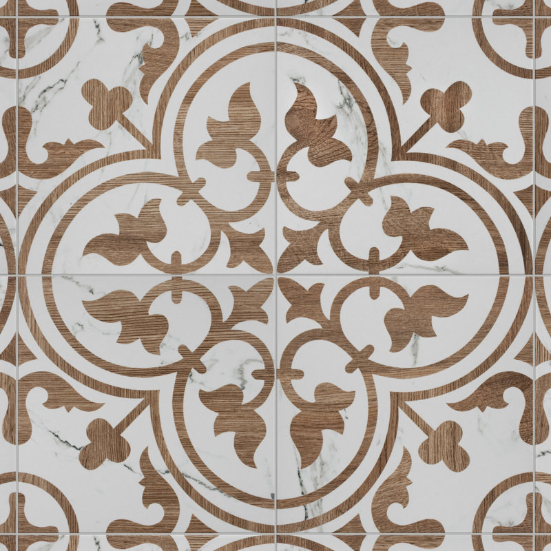 Llama Arte Loire 10" x 10" Porcelain Patterned Wall & Floor Tile, Noce