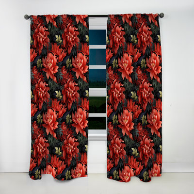 Mystic Red Damask Whispers I - Rideau damassé - Rideau damas obscurcissant - 1 panneaux