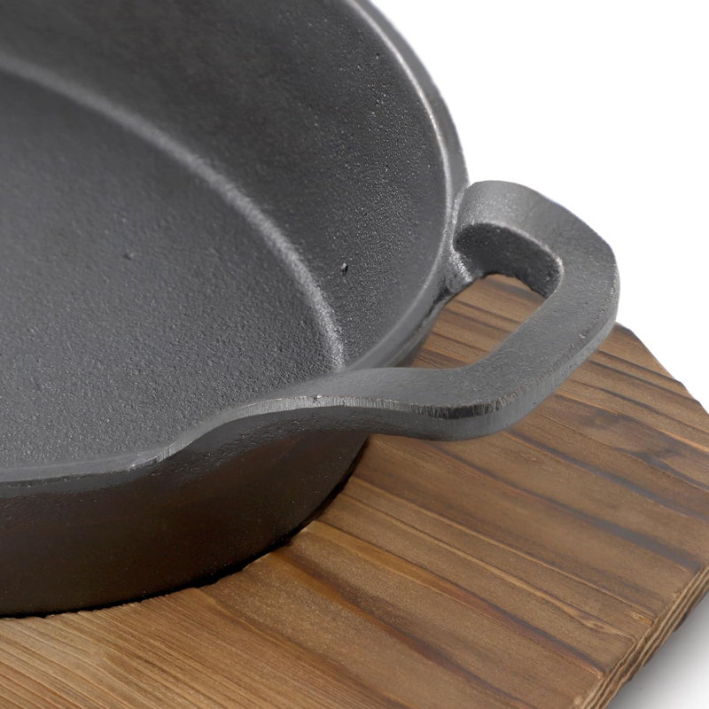Mini moule ovale en fonte avec plateau de service en bois - Ensemble de cuisson et de cuisson à portion individuelle