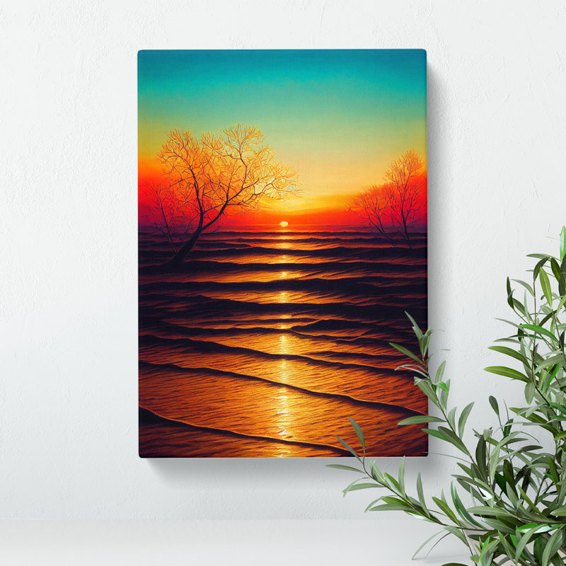 Bright Sunset - Print, No Matte, 50cm H x 35cm W x 3cm D, Wrapped Canvas