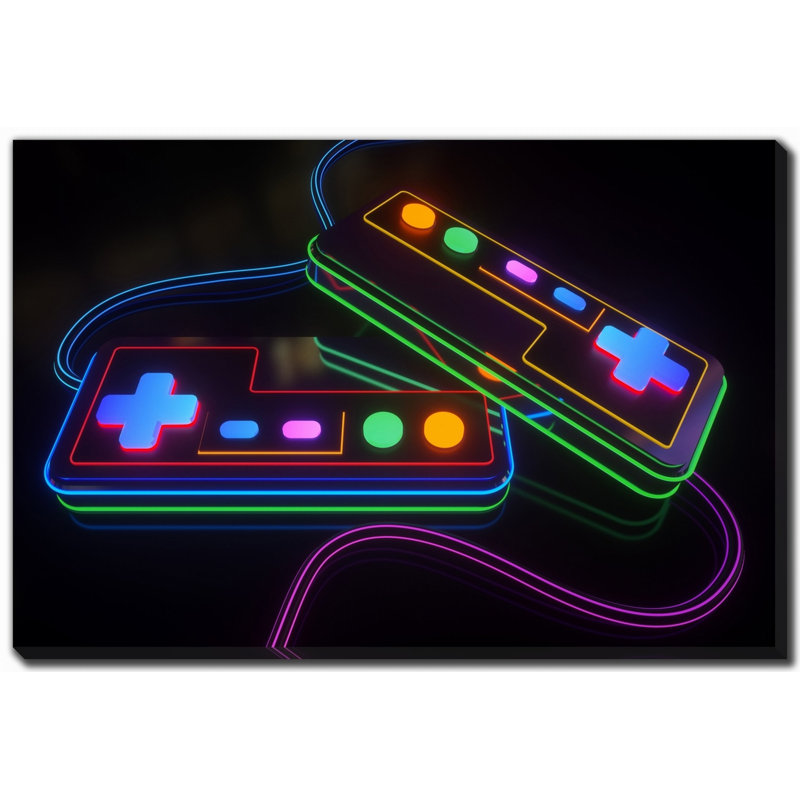 Art mural sur toile Neon Gaming, H 38 po x l 60 po