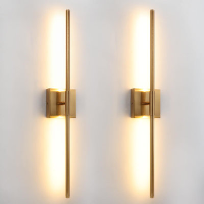 Brushed Gold LED Wall Sconces Set Of 2 With Warm White Light