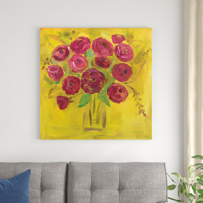«Burst Of Poppies» par Farida Zaman - peinture sur toile tendue, H 36 po x l 36 po