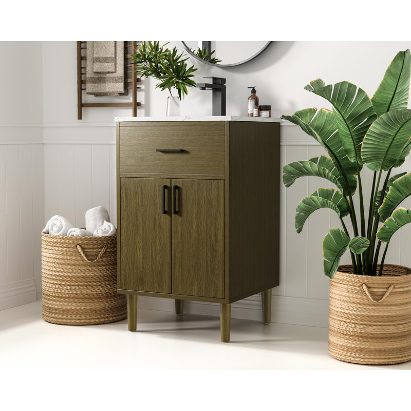 Meuble-lavabo simple 20 po Chandler, Brun châtaigne