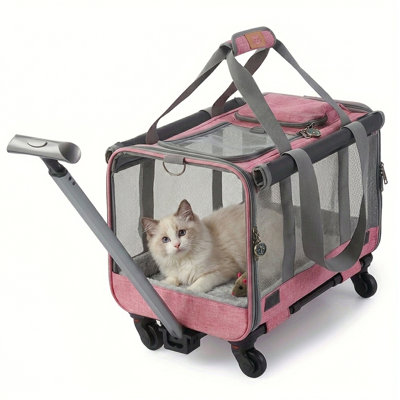Foldable Pet Strap with Pull Rod - Breathable Mesh Travel Bag for Puppies and Cats